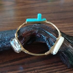 Handcrafted Triple Stone Wire Wrapped Bracelet